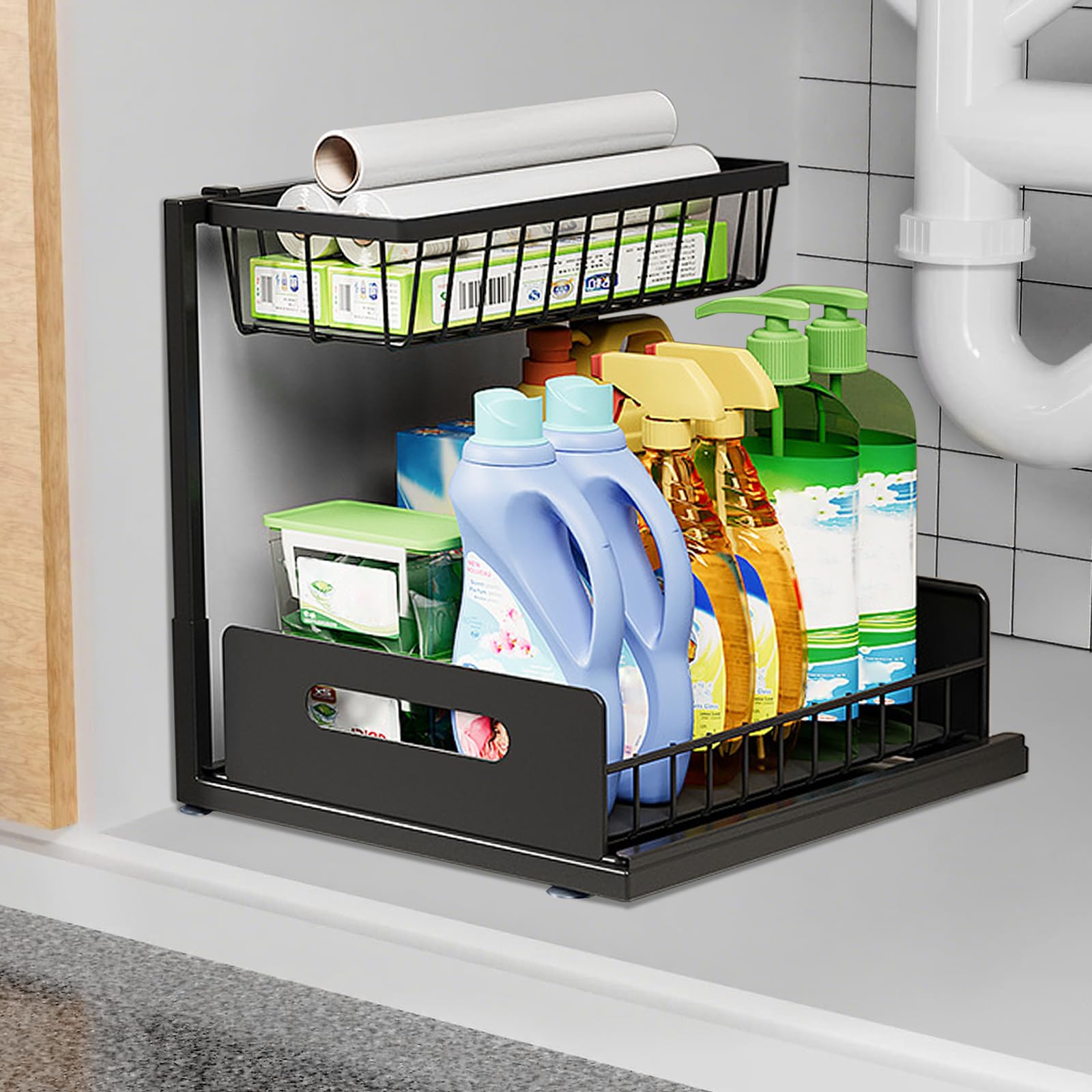 Under Sink Storage, 2 Tier Pull Out Cabinet Organizer