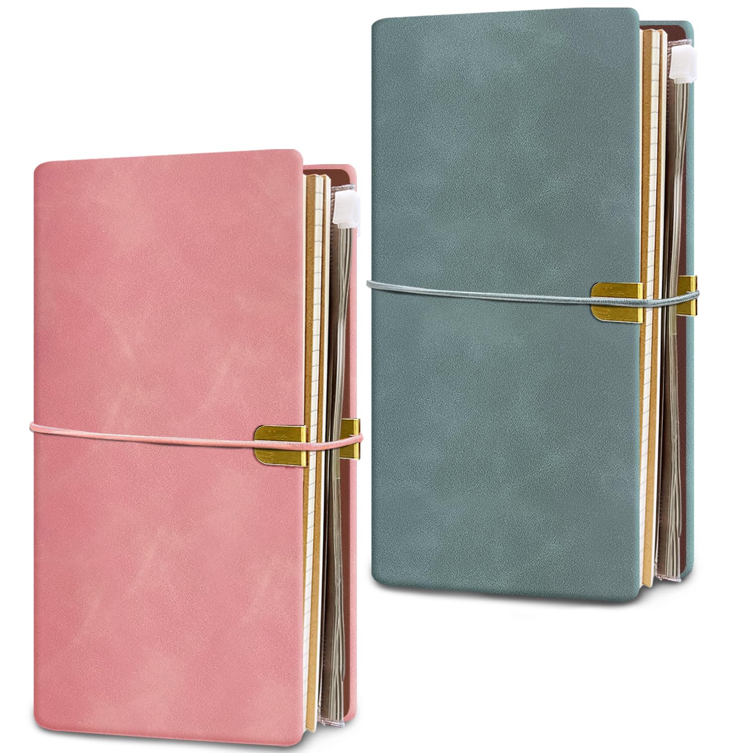 2 Pack Leather Journal Notebook, Refillable Notebook with 192 Page