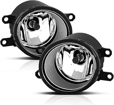 AmeriLite for 2018-2020 Toyota C-HR Glass Lens Replacement Fog Light Assembly Pair w/Bulb + Switch Harness - Driver and Passenger Side