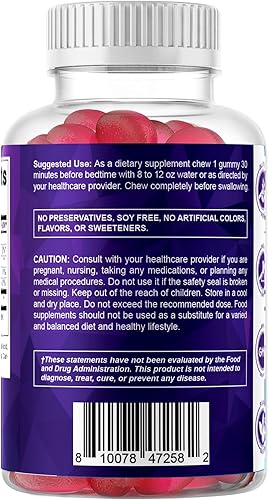 Miniatura 9 de Vitamatic Melatonina sin azúcar, 30 mg por gomita, 60 porciones, 60 gomitas vegetarianas, suplemento que no forma hábito (60 unidades (paquete de 3))