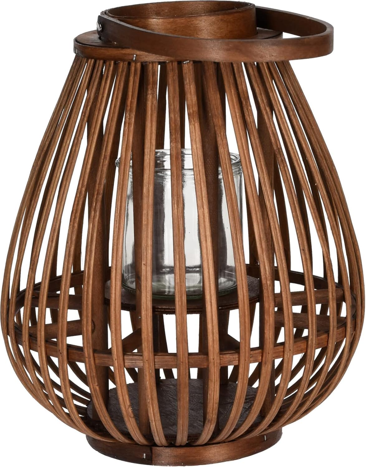 Vintage Bamboo Candle Lantern with Carry Handle – Pillar & Tealight Holder for Indoor Outdoor Garden, Patio Table & Home Decoration