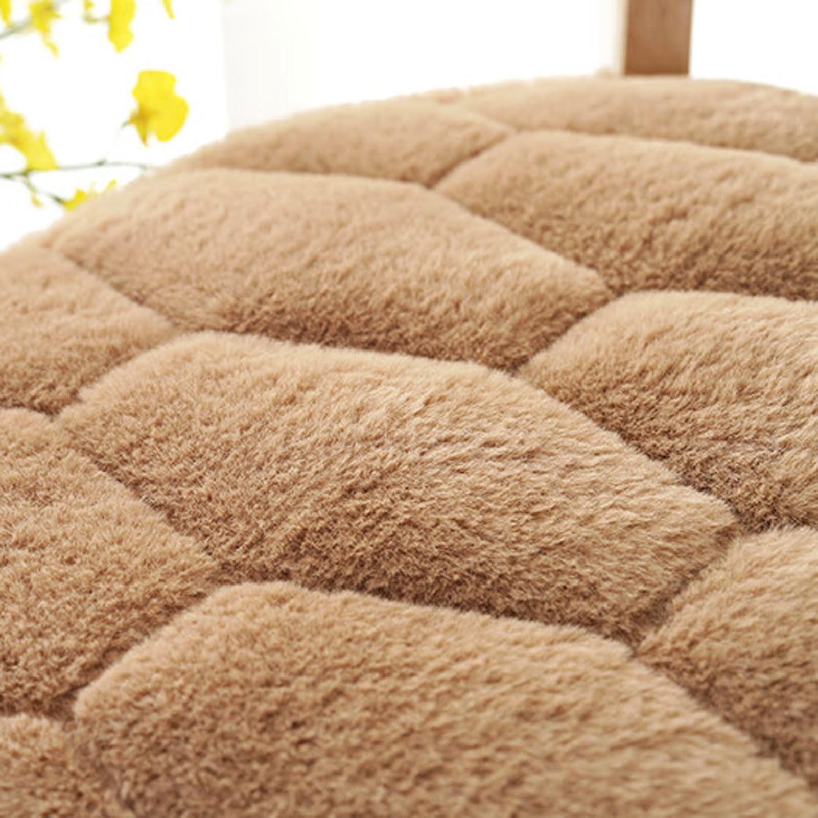 Confezione da 4 Cuscini Rotondi per sedili - Stile Peluche o Lino, Lavabili in Lavatrice, Base Antiscivolo e Lacci, 6 Misure (20-50 cm), Imbottitura in Poliestere (K 50 cm/20 Pollici Cotone