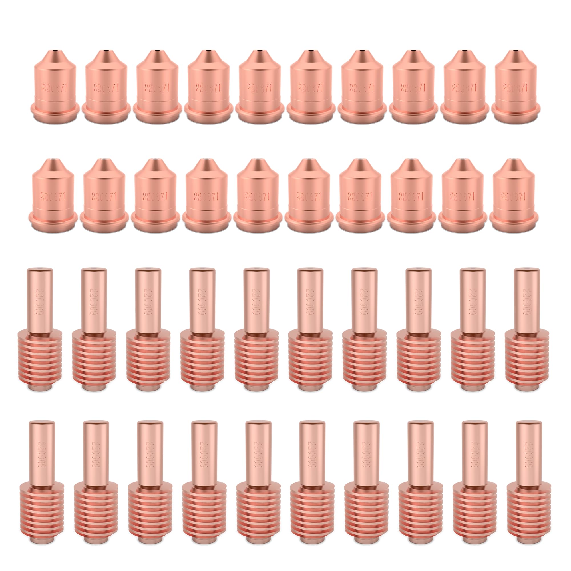 KEMAO 20Pcs 220671 Nozzle 20Pcs 220669 Electrode Tips Fit for PMX45 T45 M/V Torch Plasma Cutting Mechanized Consumables