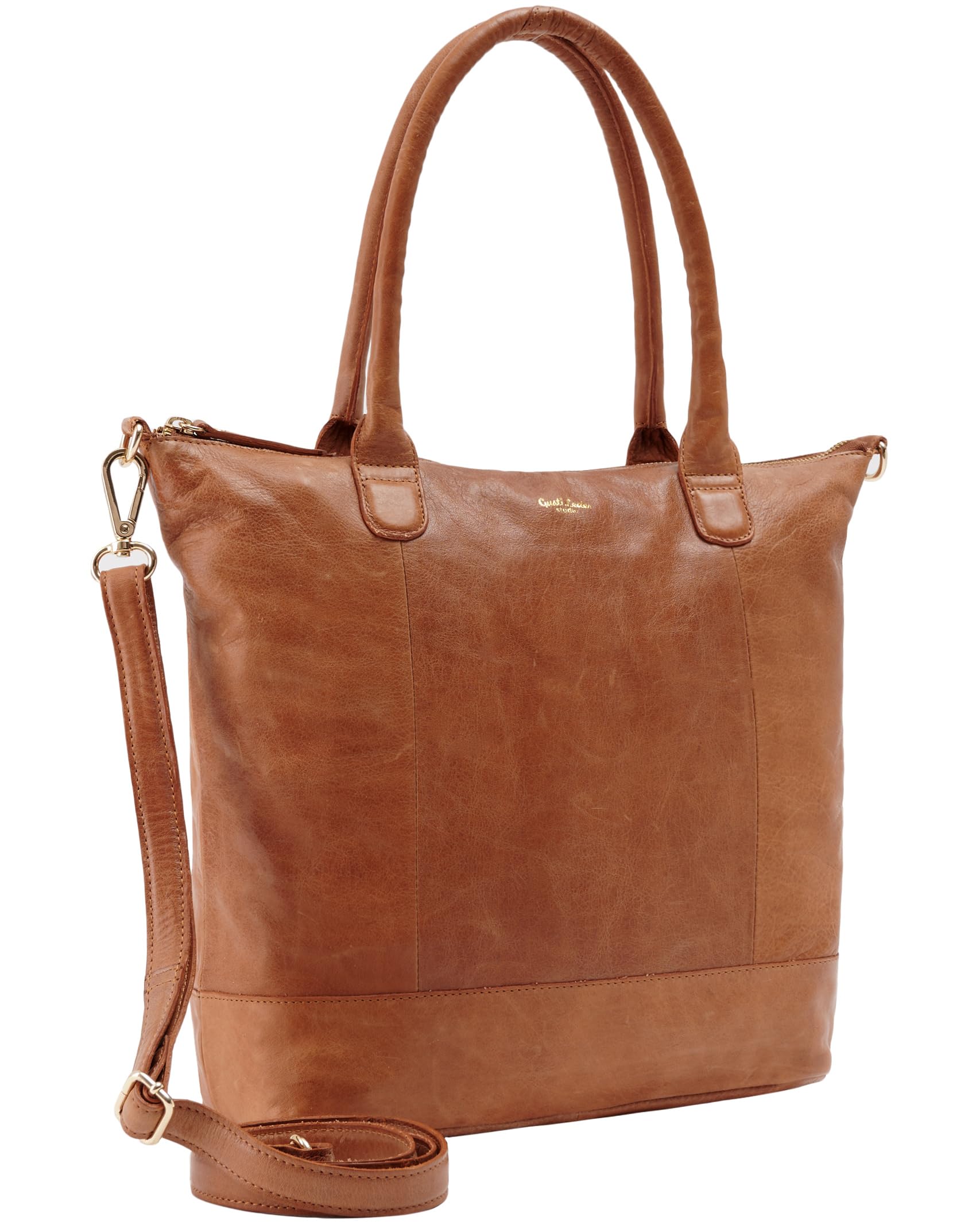 Gusti Leder Shopper Damen Mia – Ledertasche mit Reißverschlussfach, abnehmbarem Trageriemen & 15 Zoll Laptopfach - Ideal für Alltag & Büro