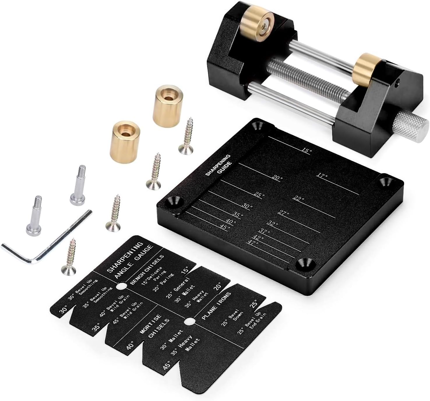 Chisel Honing Guide Tool with Dual Roller, Plane Sharpening Jig Kit, Sharpening Holder Trainer Angle Fixture Kit for Woodworking Tools/Wood chisel sets (Black)