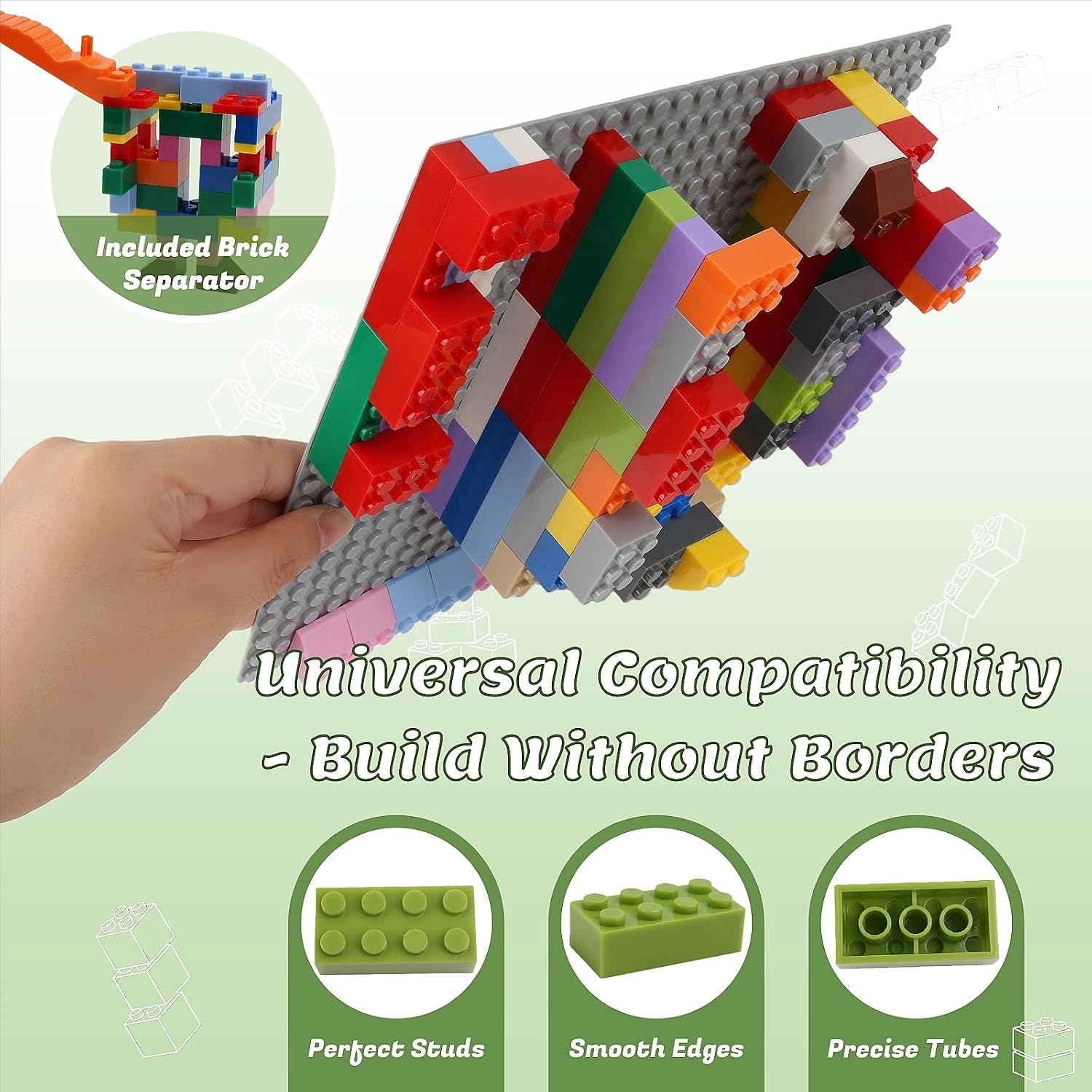 500 Pieces High-Brick Blocks with 2 Baseplates, STEM Toys Ages 3+ image 5