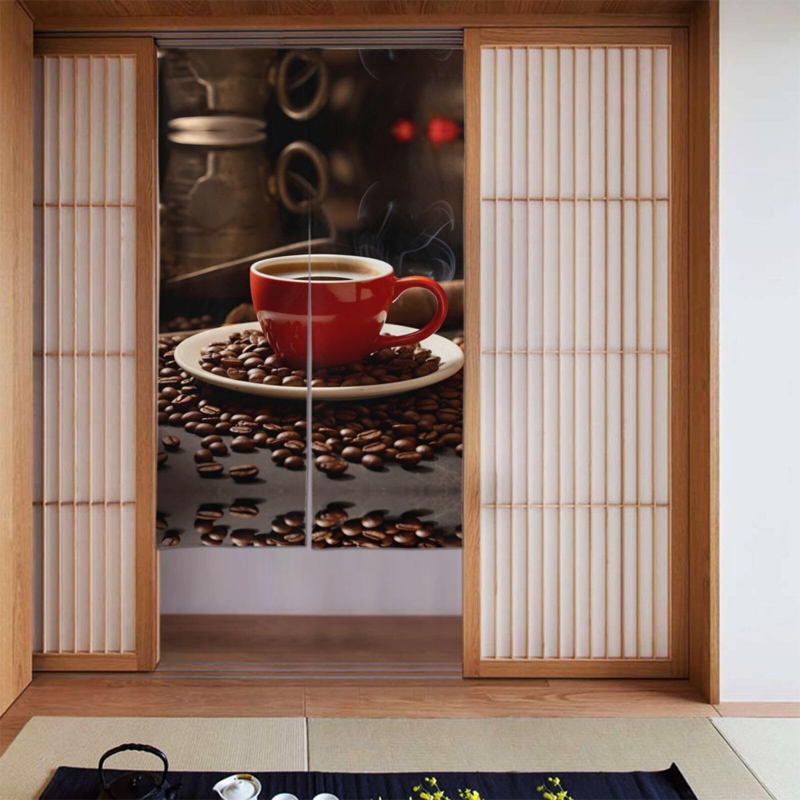 Rideaux occultants imprimés café pour retrouver un sommeil réparateur en chambre