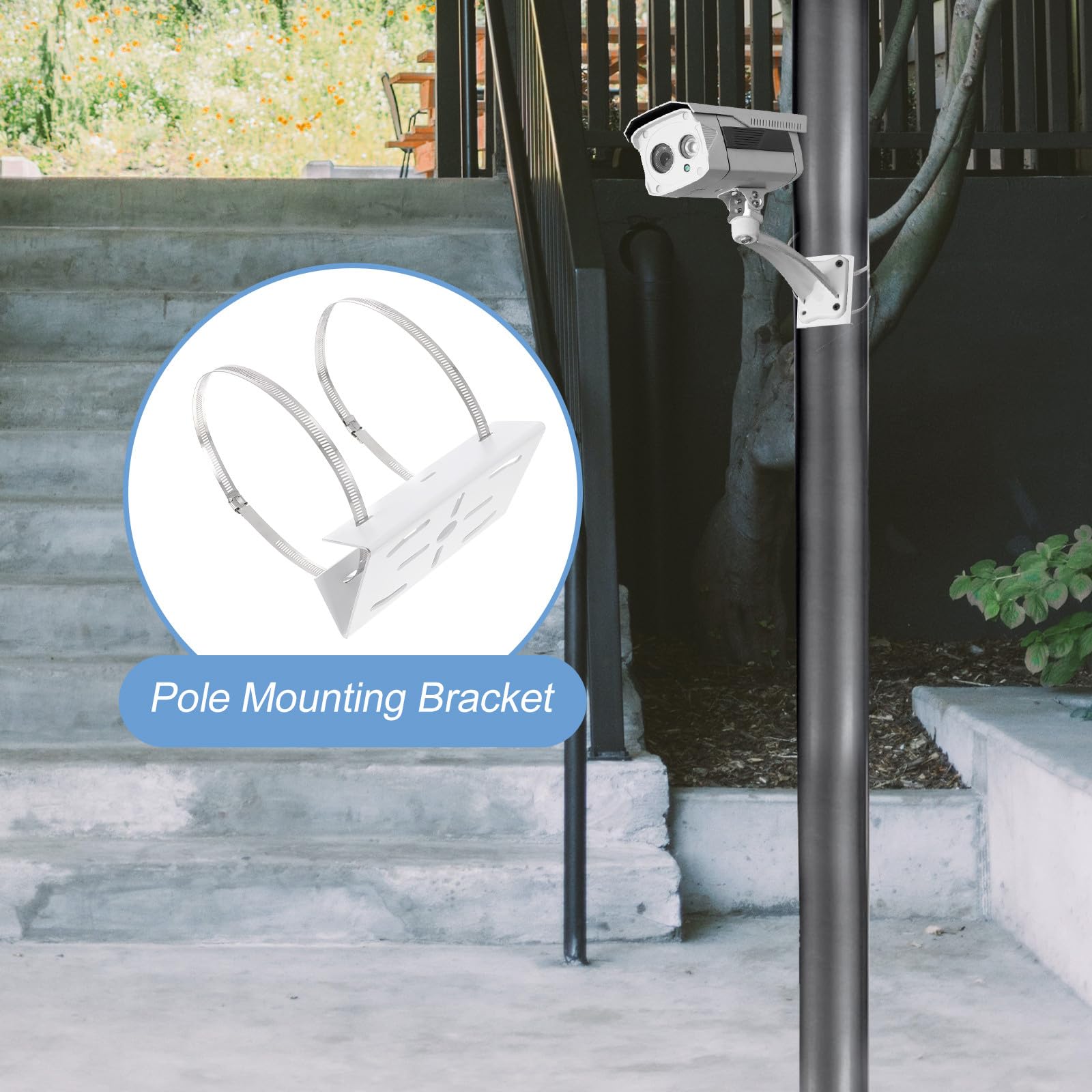 Alipis Vertikale Mastbefestigung Kamerahalterung mit Bügeln aus Langlebigem Mehrwegmaterial für CCTV Überwachungskameras zur Wandmontage
