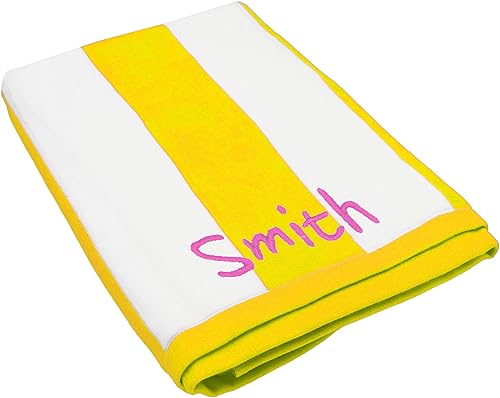 Miniatura 8 de The Wedding Party Store Toalla de playa cabaña a rayas personalizada de alta calidad, 35 x 60 pulgadas, toallas de piscina con monograma, bordadas a