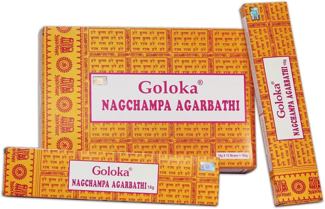 GOLOKA INCIENSO NAGCHAMPA 16GR. X 12 CAJAS = 192 GR.