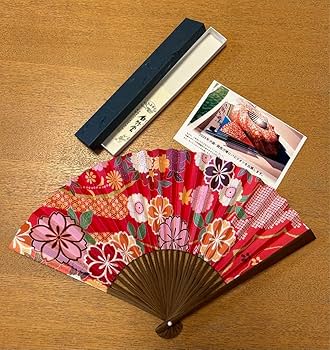Amazon.co.jp: 白竹堂 扇子西陣織柄扇子カバー無箱入り赤