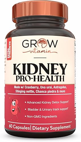 grow vitamin Suplemento premium de limpieza renal – Potente fórmula de apoyo renal con extracto de arándano que ayuda a apoyar riñones saludables y