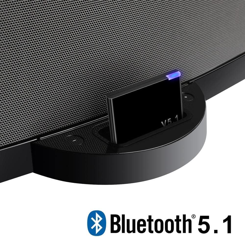 Bluetooth 5.1 30-Pin Dock Adapter, Wireless Audio Receiver for iPod iPhone Docking Stations, Black