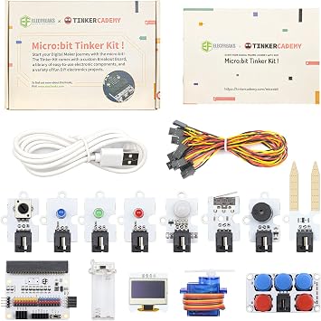 ELECFREAKS microbit Tinker Kit for Kid Microbit Sensor Starter Kit with 35 Projects, DIY Programming STEM kit with Basic Coding Electronics Modules and Wiki TutorialWithout Microbit