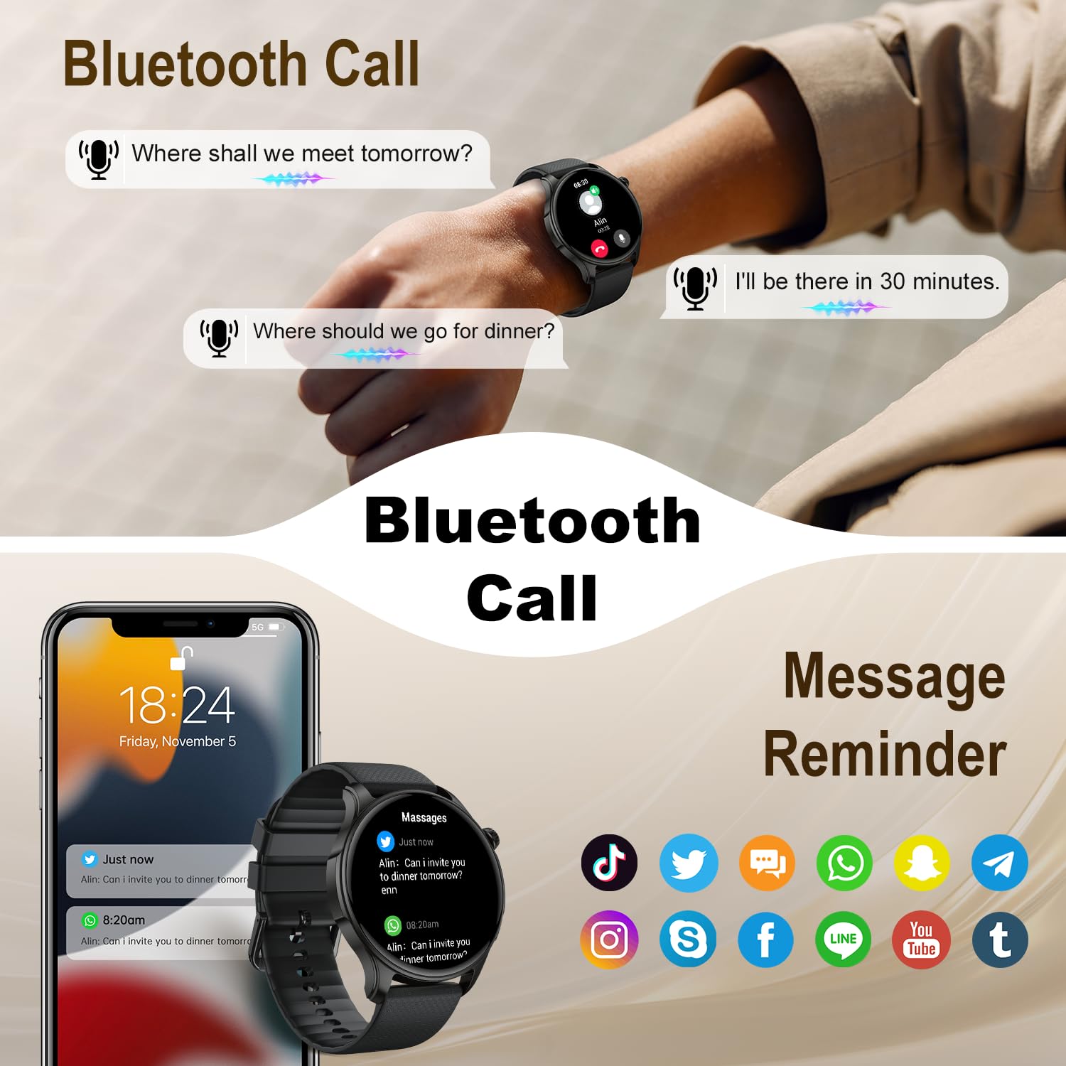 Smart Watch for Men Women Fitness: Waterproof Running Digital Mens Watches Step Pedometer Tracker Make Answer Call Smartwatch Android Phone iPhone Samsung Compatible SpO2 Sleep Heart Rate Monitor