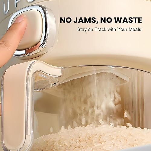 Miniatura 7 de Dispensador de arroz, recipiente de almacenamiento de arroz con taza medidora para despensa de cocina, contenedores de almacenamiento de alimentos