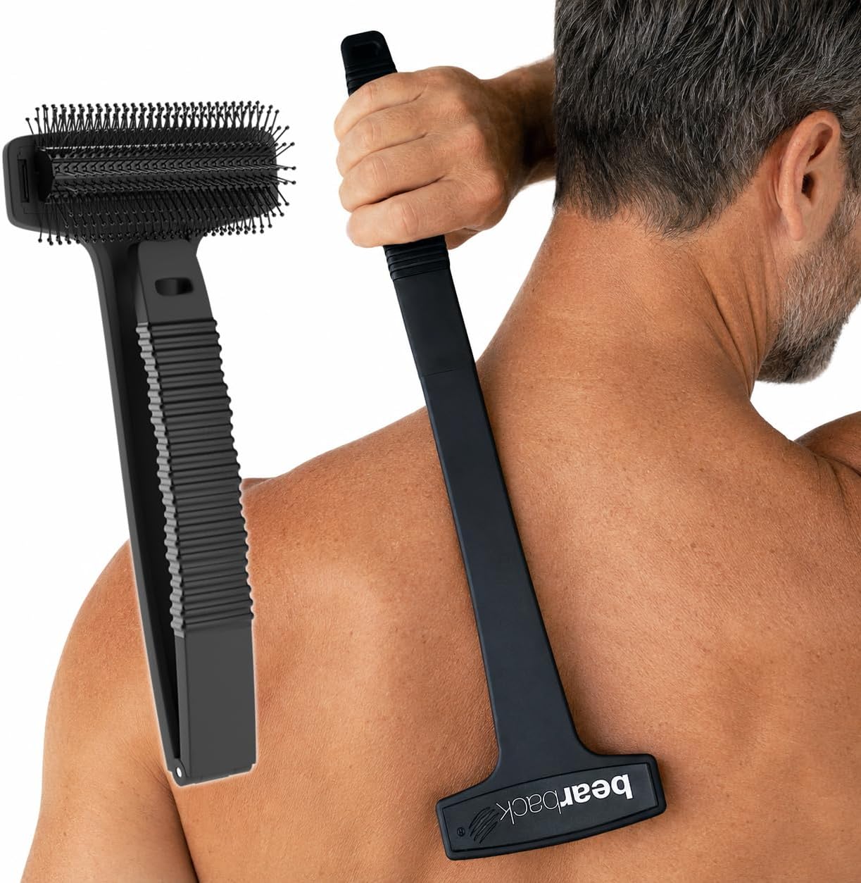 Bearback Back Scratcher for Men & Women - Long Reach Folding Handle, Skin-Safe Bristles - Extendable, Portable, Easy to Clean - Designed by a USA Small Business