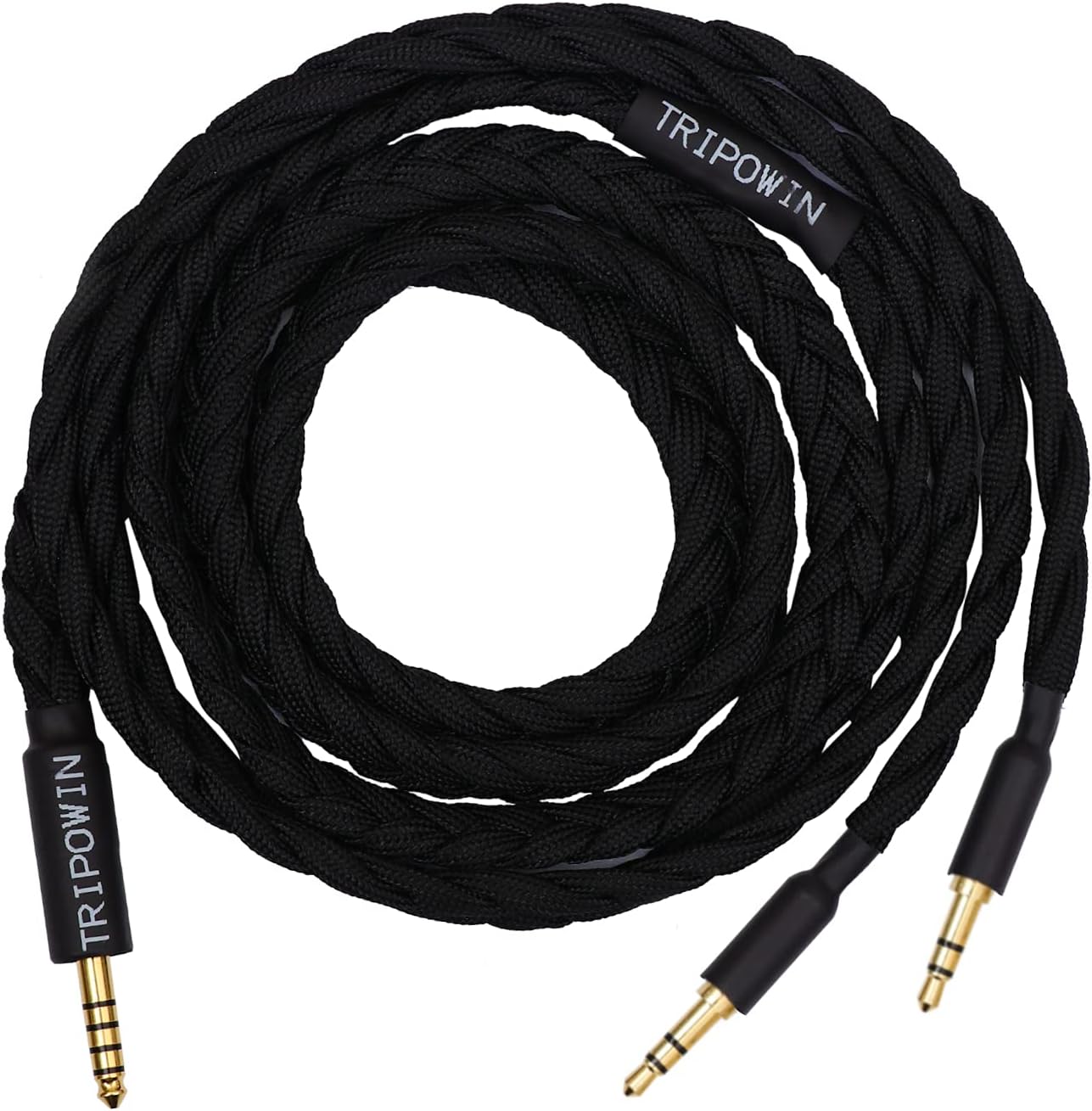 Linsoul Tripowin GranVia Upgraded OFC Headphone Replacement Cable, Dual 3.5mm Connector to 4.4mm TRRRS Stereo Headphone Cable,for HE4XX/HE-400i/HE400se/Goldplanar/Focal ELEGIA(Black, 2m)