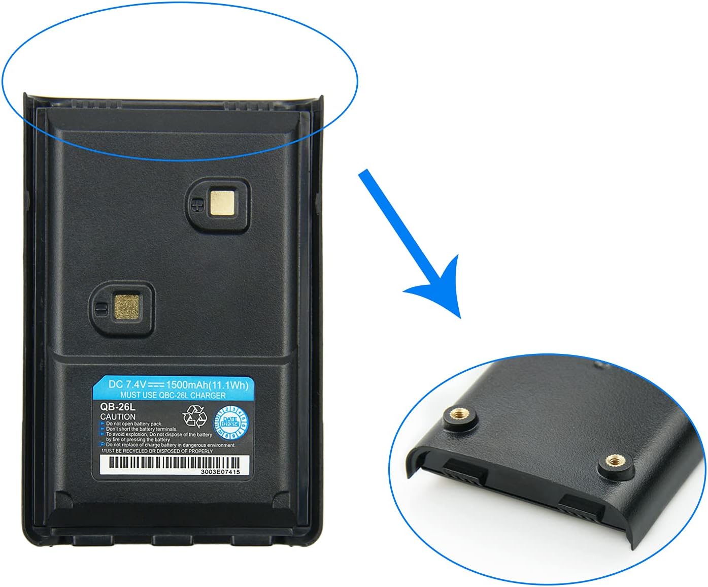 7.4V 1500mAh QB-26L Replacement Li-ion Battery for ALINCO DJ-500 DJ-10 DJ-100 DJ-289G DJ-A10 DJ-A11 DJ-A41 DJ-W100 DJ-W500 EBP-88H Two Way Radio Battery : Electronics
