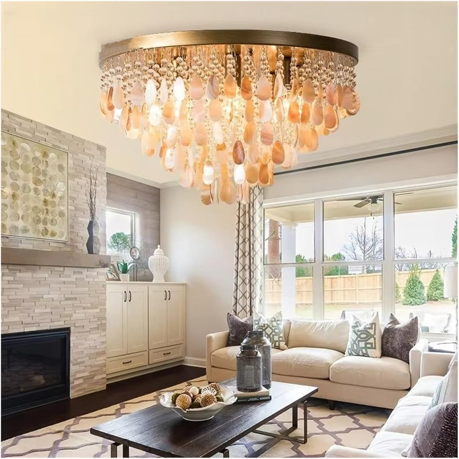 Modern Luxury Crystal Lamp Shell Decoration Living Room Bedroom Chandelier,Indoor Illumination