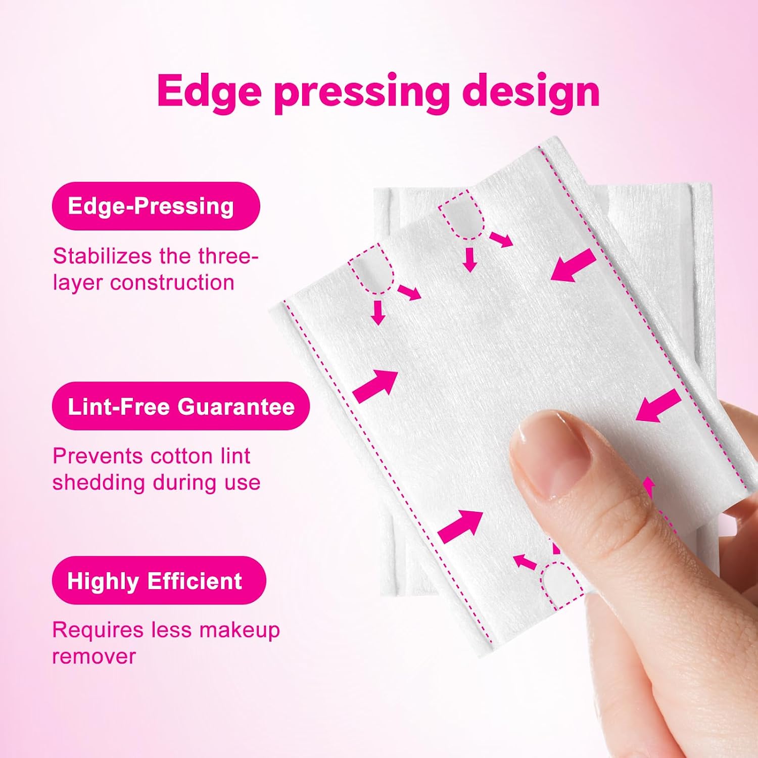 Double Effect Square Cotton Pads (475 Count), 100% Pure Cotton Pads, Thicker & Thinner Combination for Makeup Removal/Face Cleansing (75 Thicker & 400 Thinner)