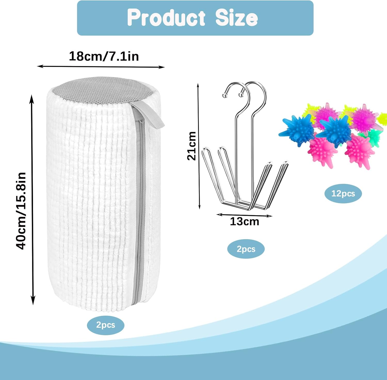 Shoe Washing Machine Bag (2 Pack) -Reusable Laundry Bag with 2 Drying Racks & 12 Cleaning Balls, Universal Fit for Sneakers, Running Shoes, Tennis, Protects Shoes from Damage -White