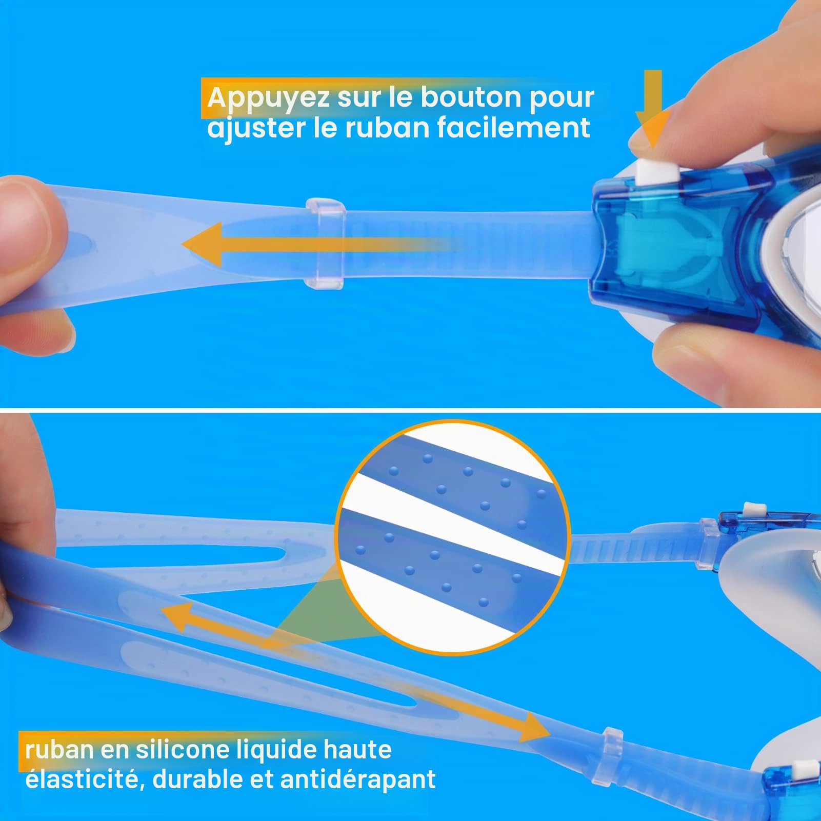 Winline Lunettes de natation à verres polarisés, Anti buée Anti UV Étanches Vision nette Réglage facile Pont souple, pour Hommes Femmes Adultes Adolescents