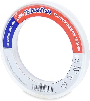 Triple Fish 100% Fluorocarbon Fishing Leader - Clear Invisible Strong and Heavy Duty Highly Abrasion Resistant, Fast Sinking Freshwater & Saltwater