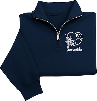 Chillever Personalized Embroidered Physician Assistant Quarter Zip Sweatshirt Custom PA Gift for Student, Graduation Gifts, Appreciation Gift for Future Healthcare Provider