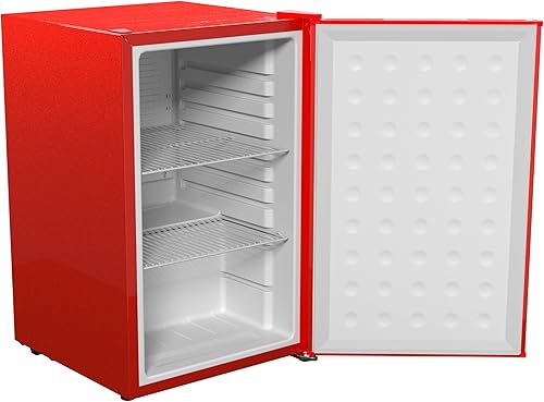 Miniatura 4 de Mini refrigerador rojo premium, refrigeradores de 65 litros bajo encimera, capacidad para 90 latas, 2.3 pies cúbicos de bebida independiente con