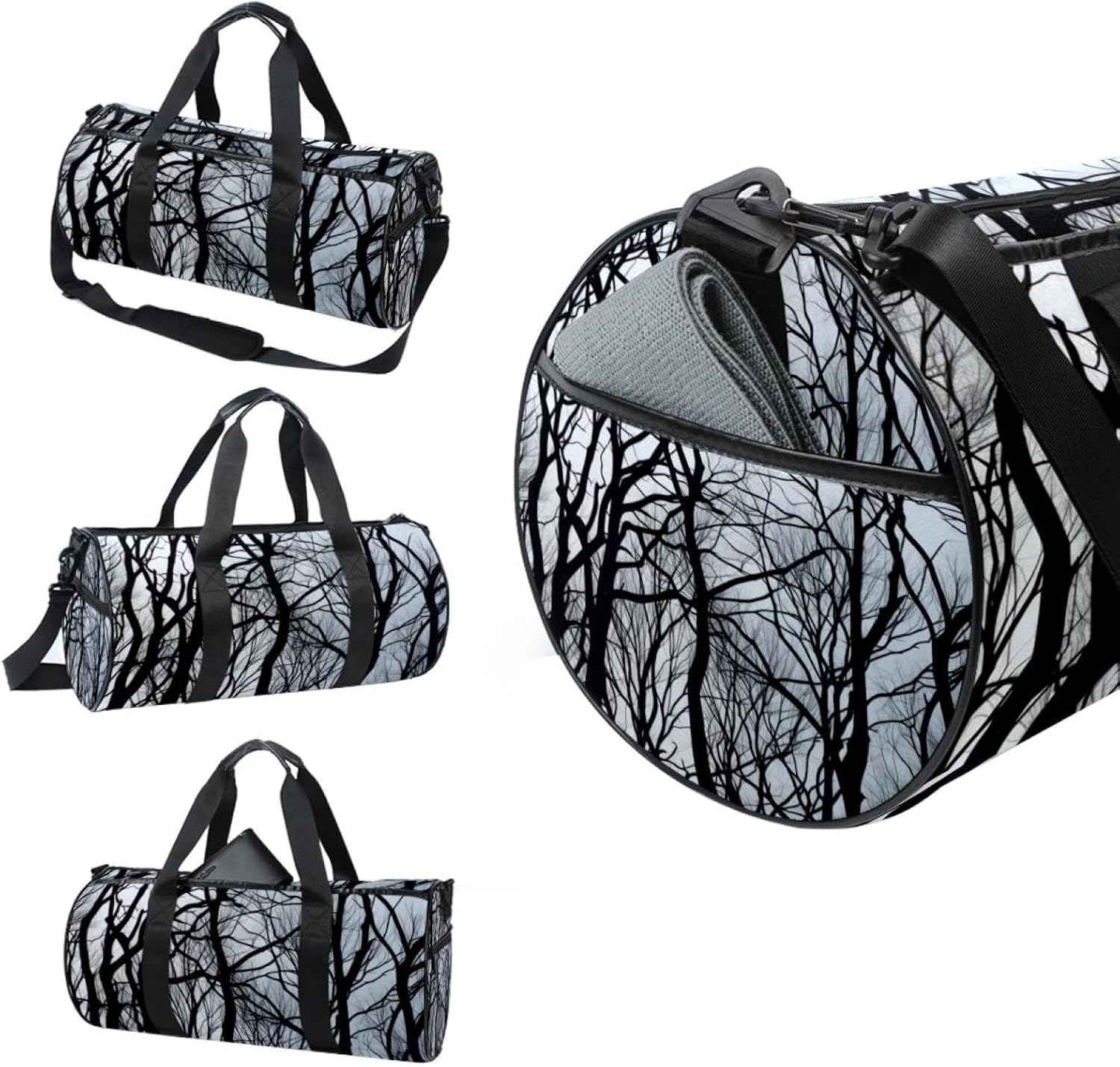 Gym Bags for Men,Travel Duffel Bags for Women,Black and White Vintage Tree,Workout Bag, L1ow2ukvwrqr, To2u4djixczz