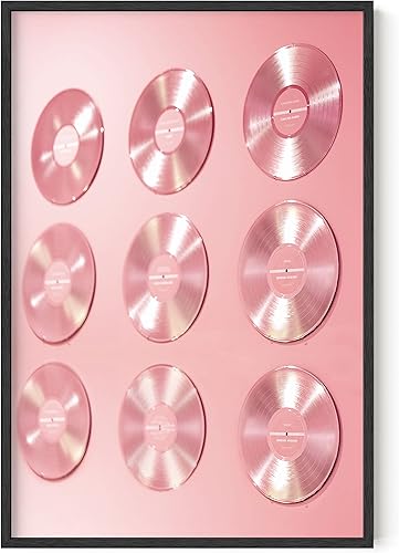 Miniatura 42 de Haus & Hues - Póster rosa con diseño artístico de CDs de los años ´90 para pared de habitación, póster estético para habitación VSCO, póster para CD