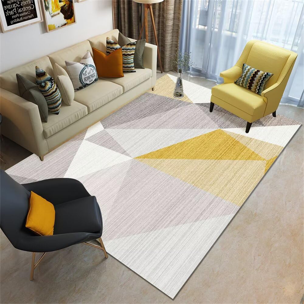 Tapis lavable moderne 50x80CM gris jaune deco de sol balcon et chambre enfant