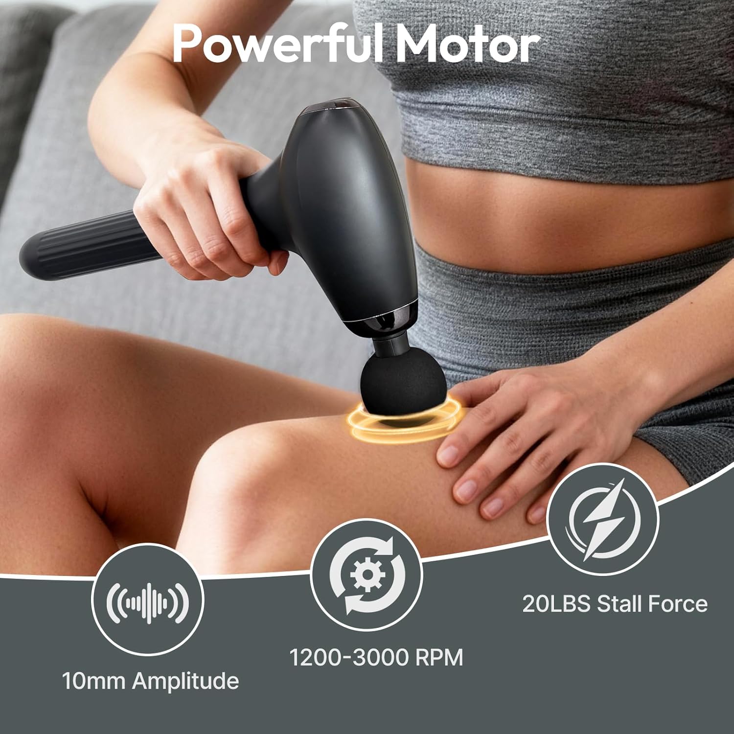3-in-1 Detachable Percussion Massage Gun - with Upgraded Extension Handle, Back Massager for Pain Relief Deep Tissue, Muscles/Neck/Shoulders/Waist/Legs Massager with 4 Replaceable Massage Heads