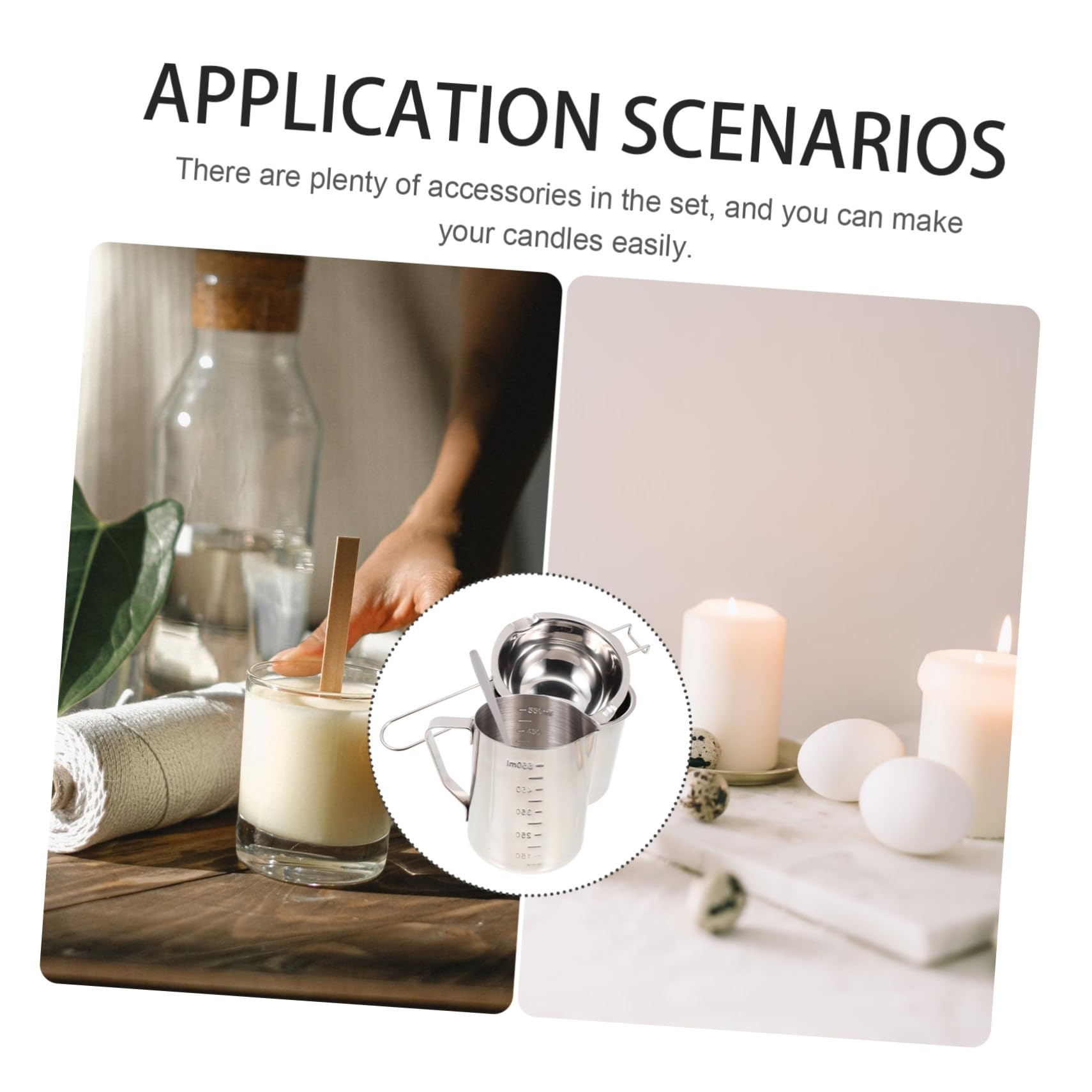 OFFSCH Kit Para Hacer Velas Aromáticas y Vaso Para Derretir Cera De Soja, Material Artesanal, Color Transparente, 1 Unidad, Bricolaje Para Manualidades, Obsequio Adecuado Para Festivales Familia
