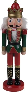 Clever Creations Red and Green King 10 Inch Traditional Wooden Nutcracker, Festive Christmas Decor for Shelves and Tables