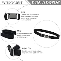 Vista 4 de WELROG Cinturón de hebilla ajustable para niños pequeños, cinturones elásticos con hebilla plateada para niñas y niños