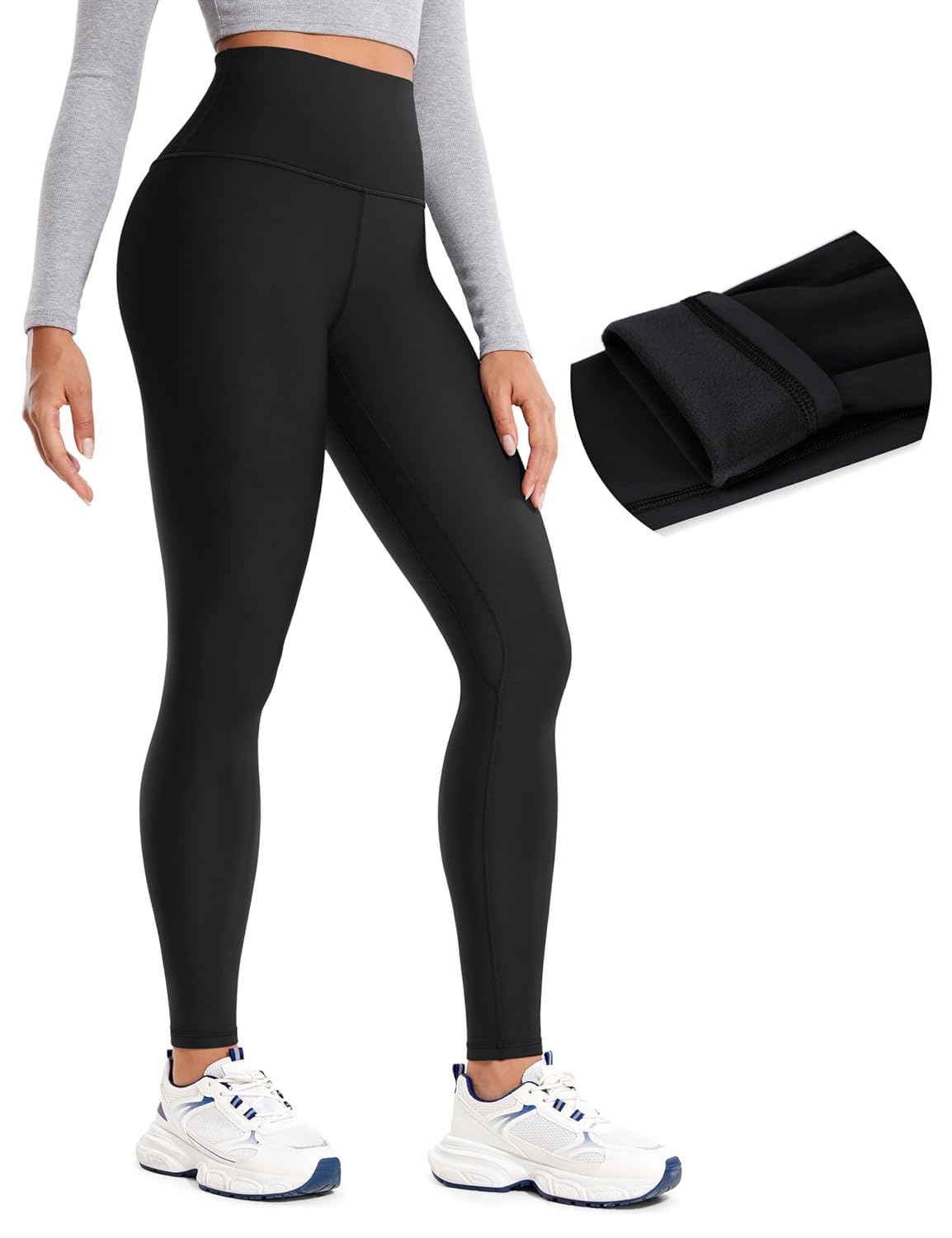 CRZ YOGA Fleece Lined Leggings 28 - Thermal Casual Lounge Workout Yoga Womens Full Length Pants Winter Warm