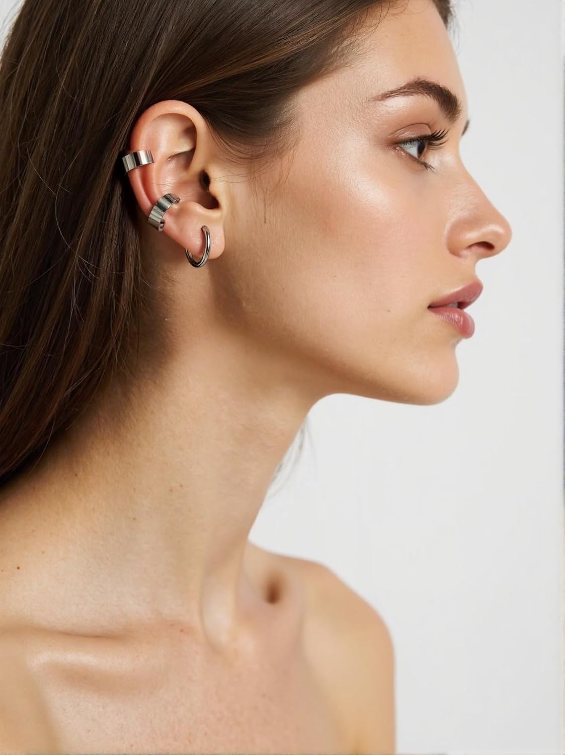 Non Piercing 3Pairs Ear cuffs Stainless Steel Clip on Wrap Punk Earrings for Man Stocking Stuffers