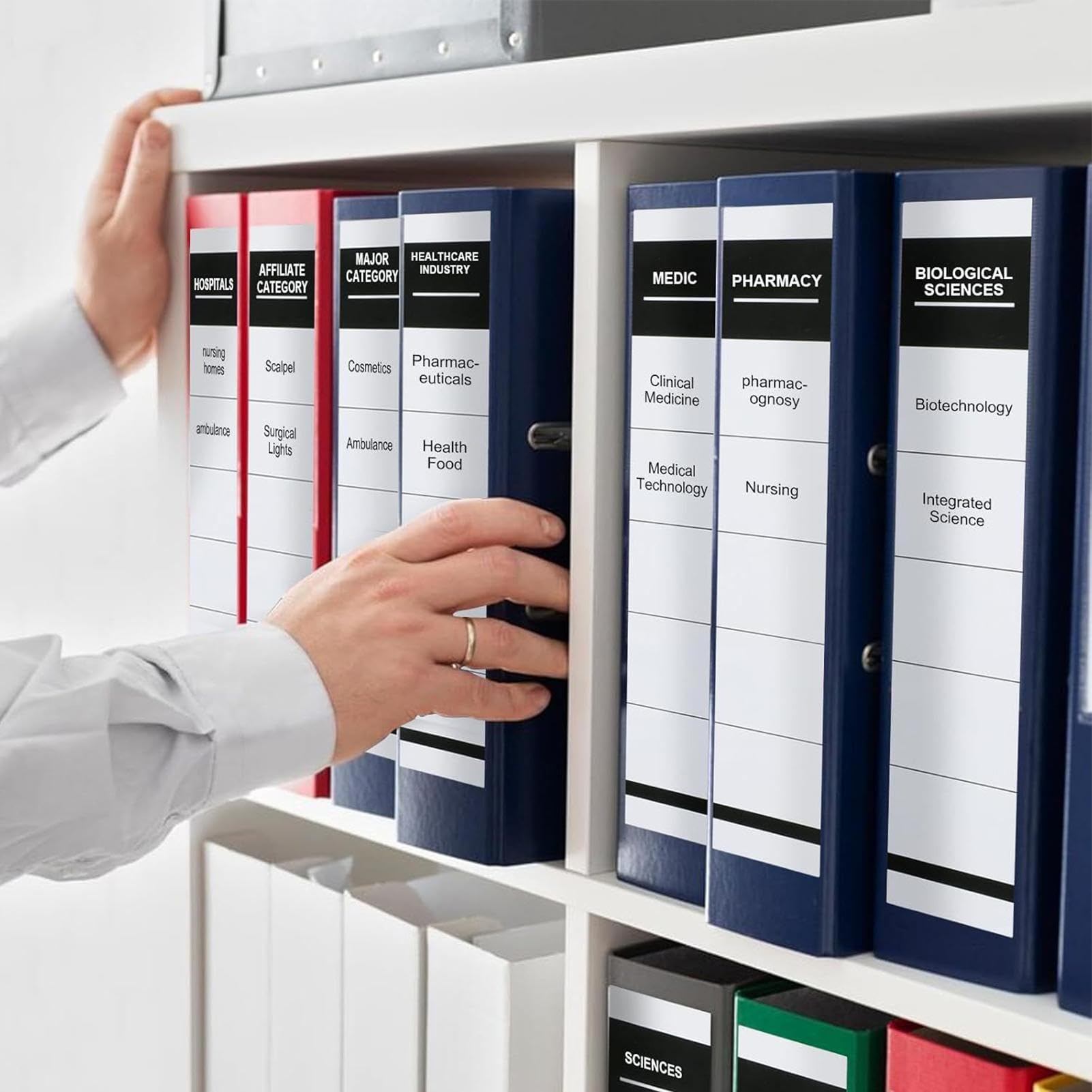 Etichette Per Raccoglitore,Etichette Per Raccoglitore,Adesivo Per | Etichettatura Cartella Di File - Set Di 100 Etichette Autoadesive Per Raccoglitore, Etichette Adesivi Scrivibili Per D