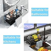 Vista 6 de Sponge Holder for Kitchen Sink, Kitchen Sink Caddy Rustproof 304 Stainless Steel Dish Sponge Organizer with Detachable Dishcloth Rack Bathroom