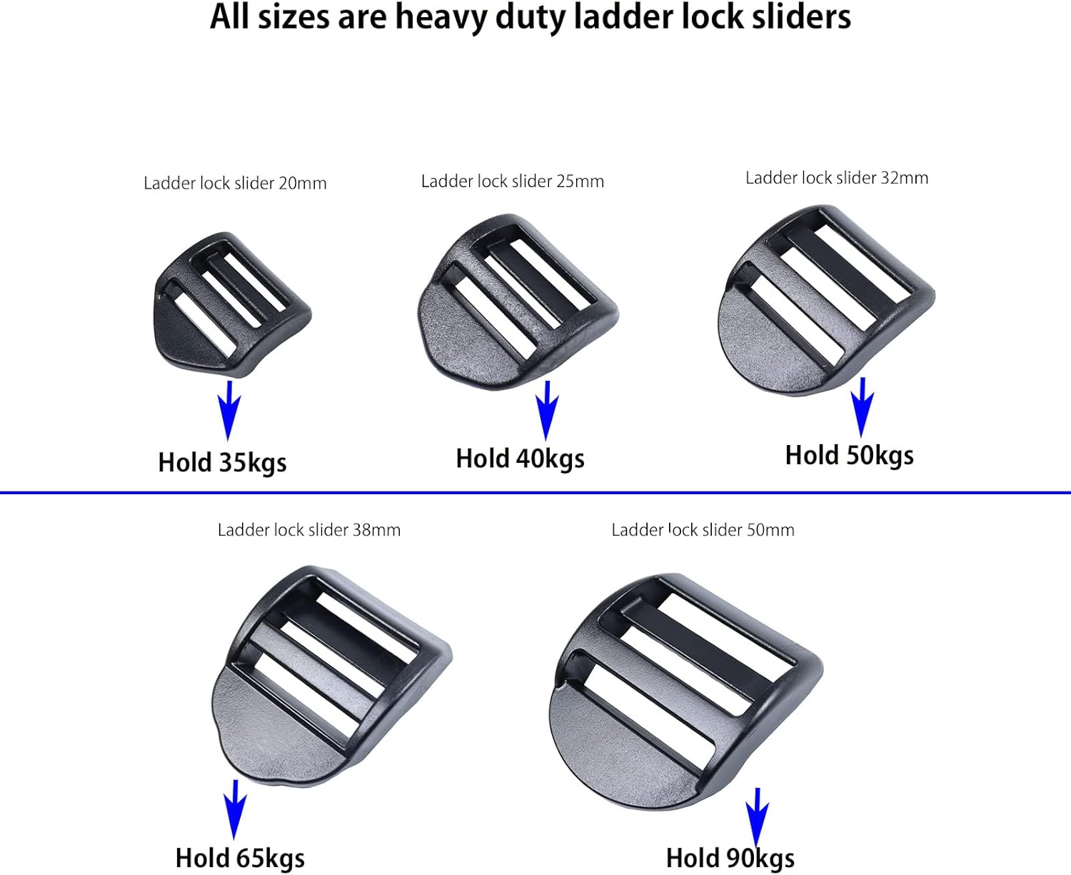 Ladder Lock Slider,Heavy Duty Plastic Ladderlock Slider Adjustable Lock Ladder Slide Buckle Adjuster for Backpack - Image 6