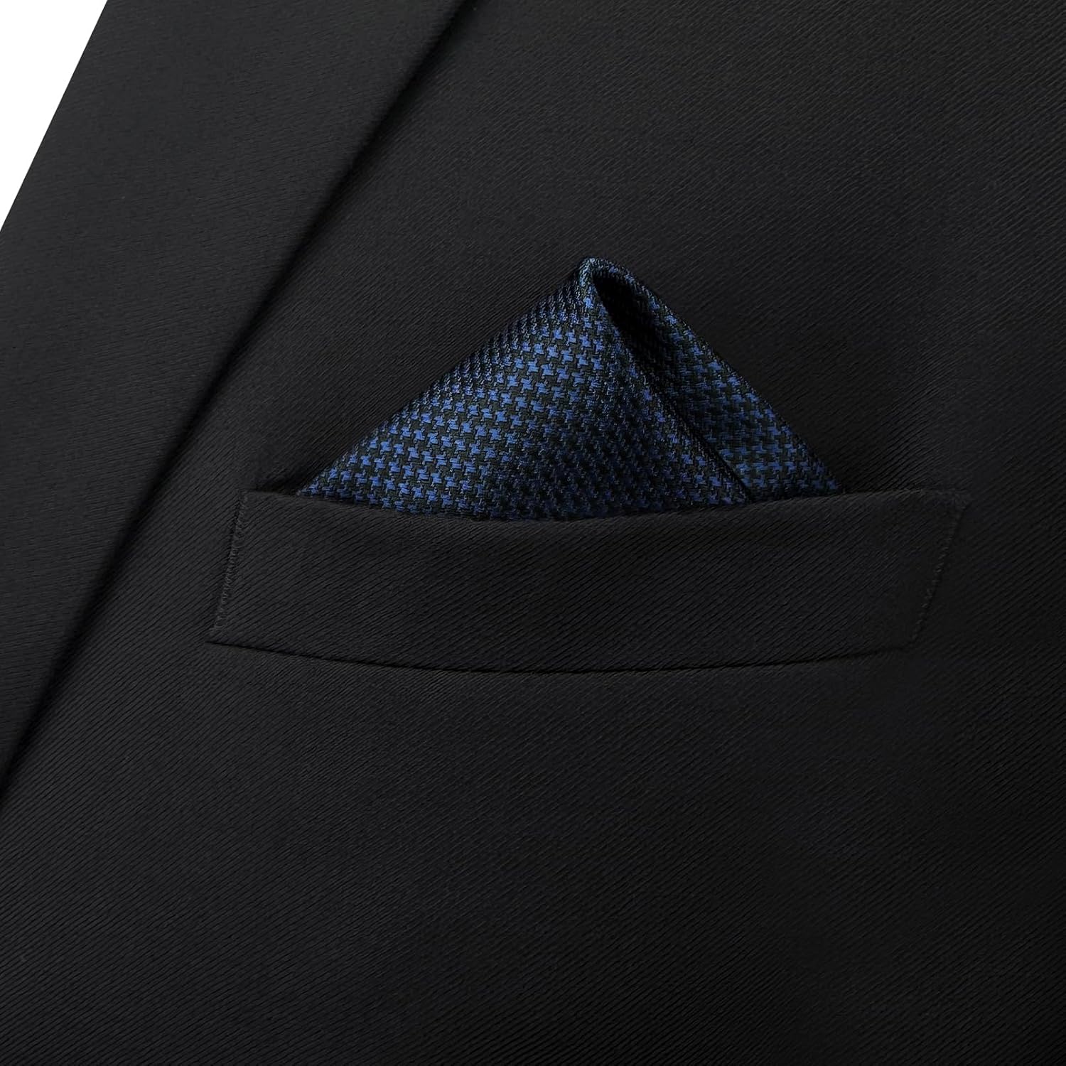 S&W SHLAX&WING Silk Ties for Men Neckties Pack Navy Dark Blue Solid Matching Pocket Square