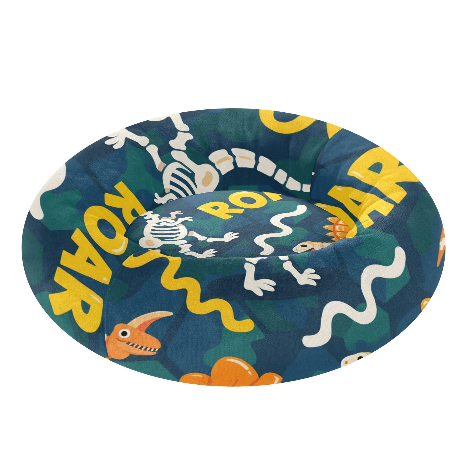 Lit chaud pour chat petit format motif dinosaure orange camouflage S
