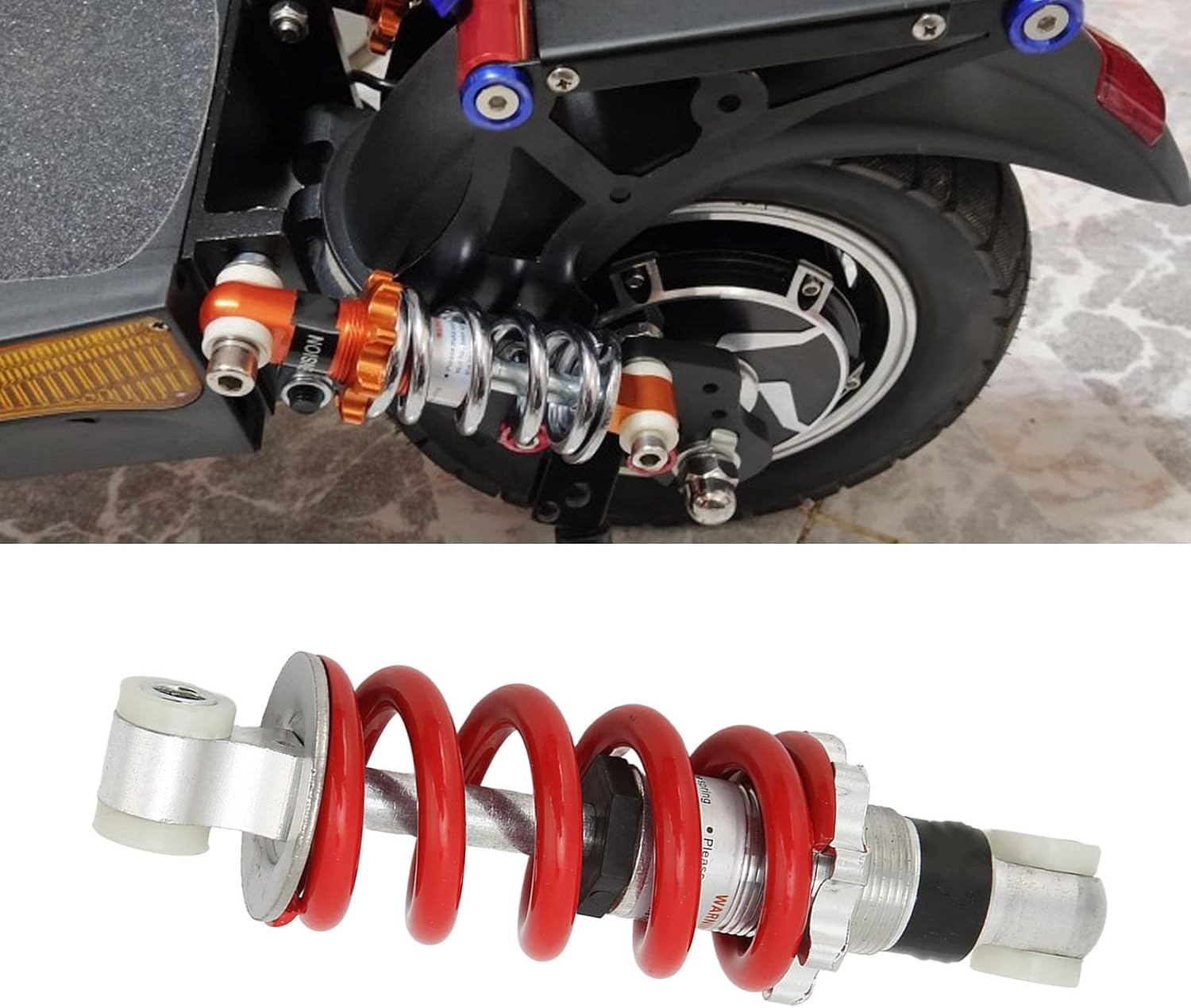 150mm/5.91in Universal Motorcycle/ATV Shock Absorber 750LBS Load Adjustable Spring Design for Electric Vehicle, Scooter, Moped, Mini Motorcycle