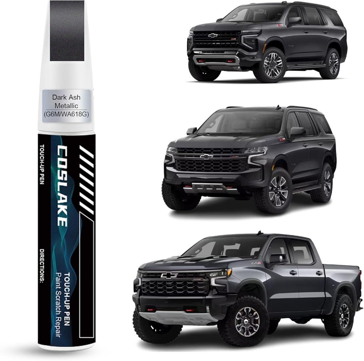 Car Touch Up Paint(Dark Ash Metallic(G6M/WA618G)) for Chevrolet, Car Paint Scratch Repair Kit, Quick & Easy Solution to Repair, 2 in 1 Scratch Remover Pen with Color-Matched