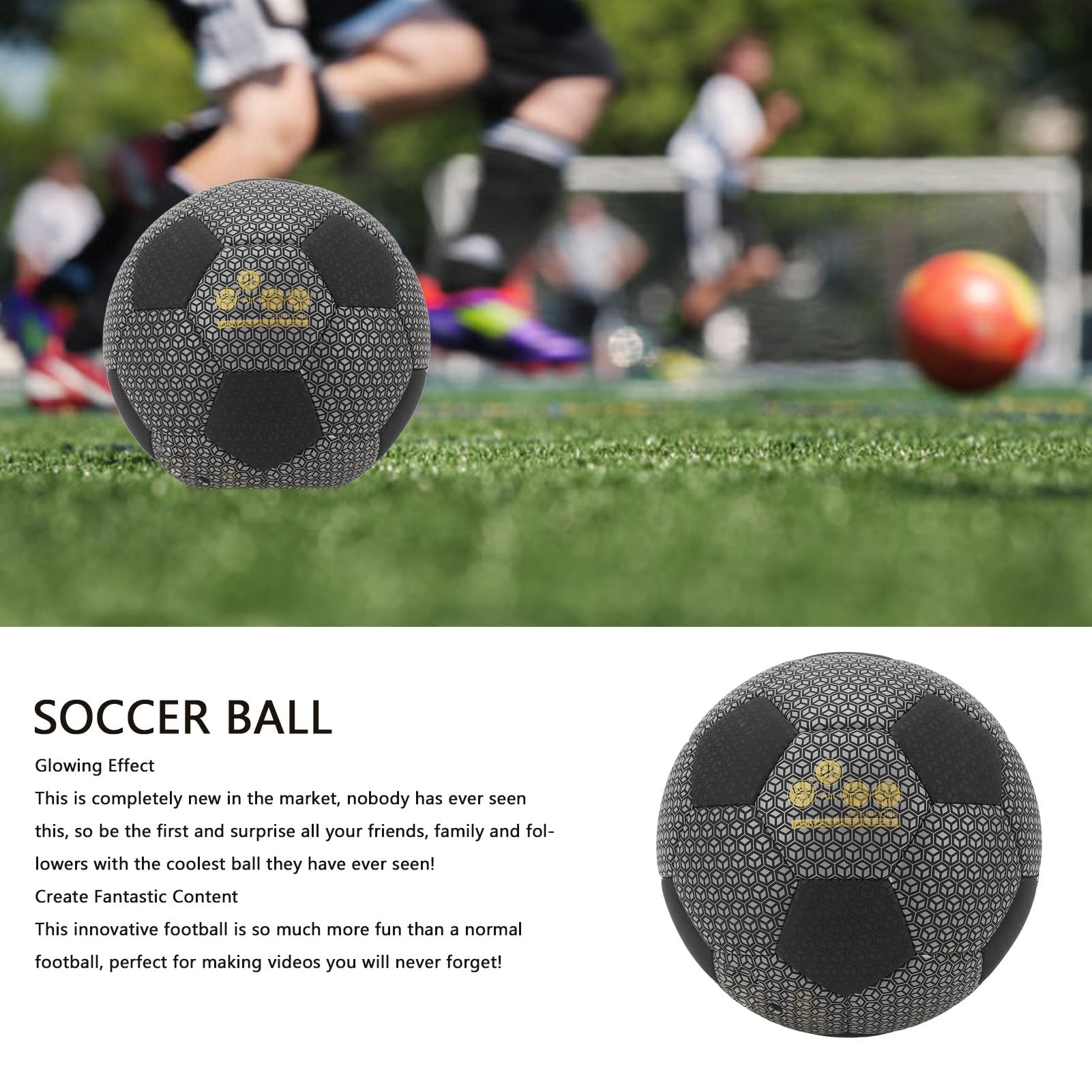 Pallone da calcio riflettente in pelle PU Durevole e resistente all'usura, per allenamenti scolastici indoor e outdoor