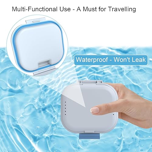 Miniatura 5 de BVN Vaso de prótesis a prueba de fugas, almacenamiento de transporte mejorado, caja de baño de dentadura con filtro, taza de dentadura para remojar