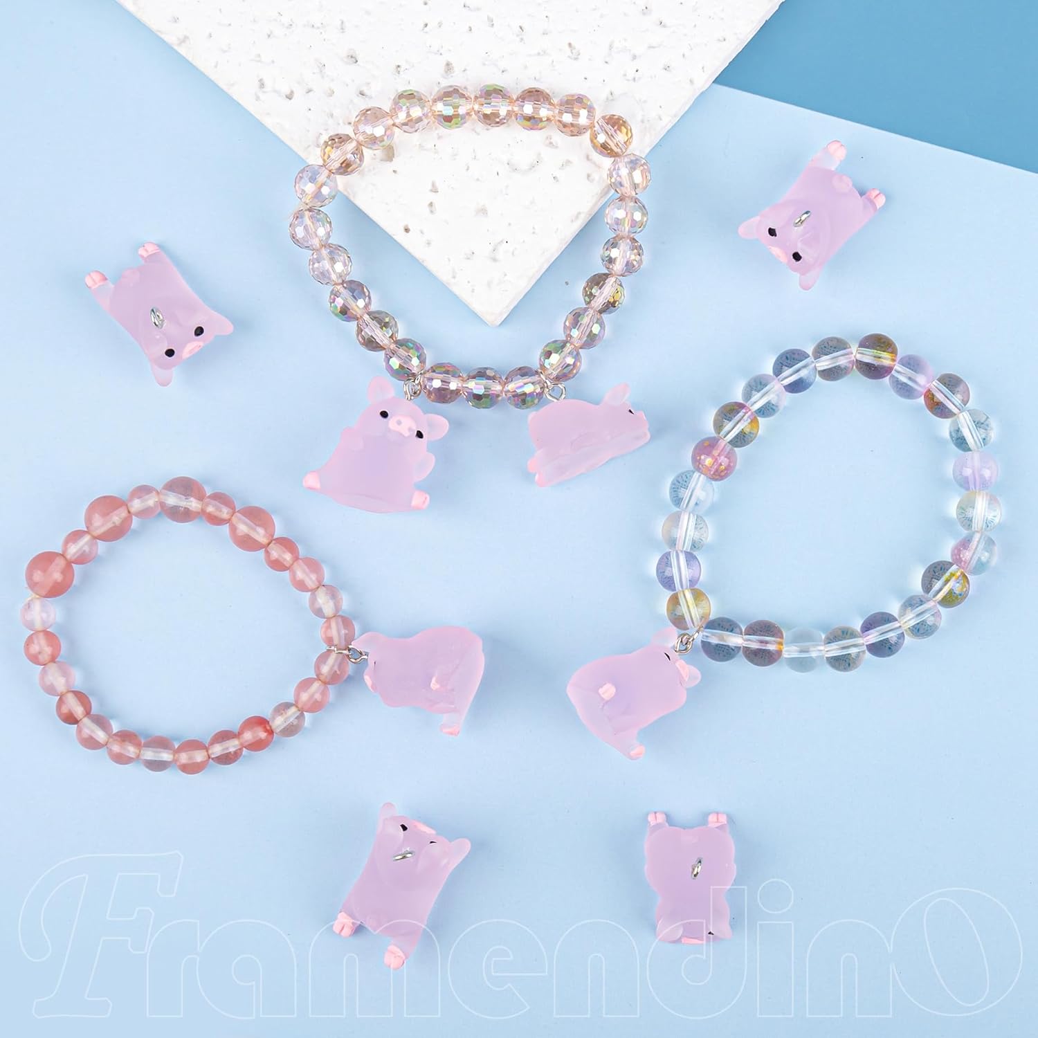 Framendino, 36 Pack Mini Resin Pig Charms Cute Luminous Animal Pendants for Jewelry Making - Image 4