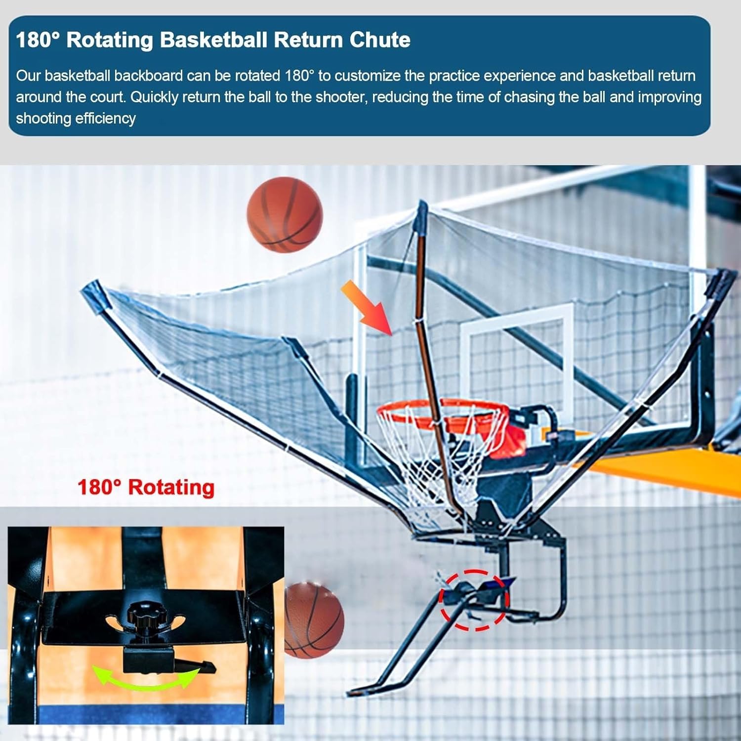 Basketballtrainer Professional Basketball Return Hanging Funnel-Shaped Shot Returner with Chute Compatible All Hoops